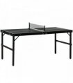 SPORTNOW 5ft Mini Table Tennis Table, Folding Ping Pong Table with Net and Aluminium Frame, Portable Ping Pong Game Set for Indoor Outdoor Use, Black
