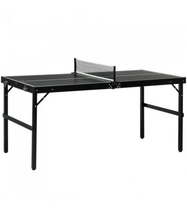 SPORTNOW 5ft Mini Table Tennis Table, Folding Ping Pong Table with Net and Aluminium Frame, Portable Ping Pong Game Set for Indoor Outdoor Use, Black