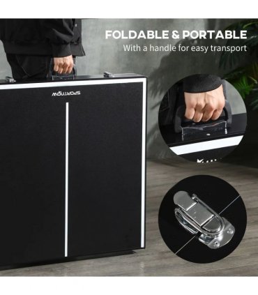 SPORTNOW 5ft Mini Table Tennis Table, Folding Ping Pong Table with Net and Aluminium Frame, Portable Ping Pong Game Set for Indoor Outdoor Use, Black