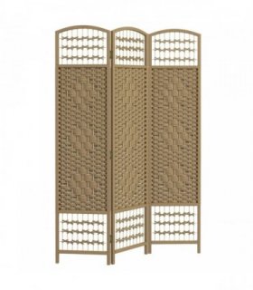 HOMCOM 3 Panel Folding Room Divider, Privacy Screen, Paravent Partition Separator for Living Room, Bedroom, Natural Wood