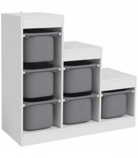 AIYAPLAY Toy Storage Organiser, Three-Layer Kids Toy Storage Units, with Removable Bins, for Ages 3-8 Years, Grey