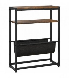 HOMCOM Narrow Side Table, End Table with 3-Tier Storage, V-Shaped Magazine Holder for Living Room, Bedroom, 43 x 18 x 56 cm, Ru