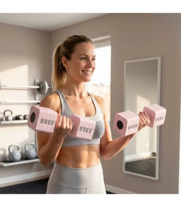 SPORTNOW Adjustable Dumbbell Set of 2, Each 1/2/3/4/5 kg Weight, 5-in-1 Weights Dumbbells Set with Non-Slip Handle, Pink