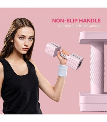SPORTNOW Adjustable Dumbbell Set of 2, Each 1/2/3/4/5 kg Weight, 5-in-1 Weights Dumbbells Set with Non-Slip Handle, Pink
