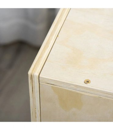 HOMCOM 3-in-1 Wooden Plyo Box, Plyometric Jump Box with Handle Openings for Home Gym, 12" x 14" x 16", Natural