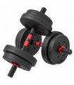 HOMCOM 15kg 2 in 1 Adjustable Dumbbells Weight Set, Dumbbell Hand Weight Barbell for Weight Training, Black