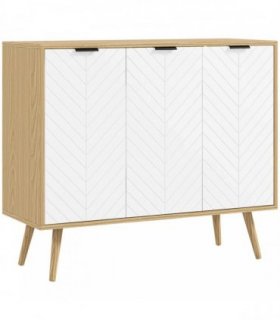 HOMCOM Modern Sideboard and Buffet, Dining Room Cabinet with Adjustable Shelves and 3 Doors, White