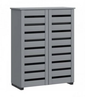 HOMCOM Narrow Shoe Cabinet for Entryway, 5-Tier Slim Shoe Storage Cabinet with 2 Slatted Doors and Adjustable Shelves Grey