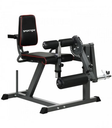 SPORTNOW Seated Leg Extension and Curl Machine, Adjustable Leg Raise Machine and Curl Machine with Plate Loaded for Hip, Thigh, Lower Body Workout