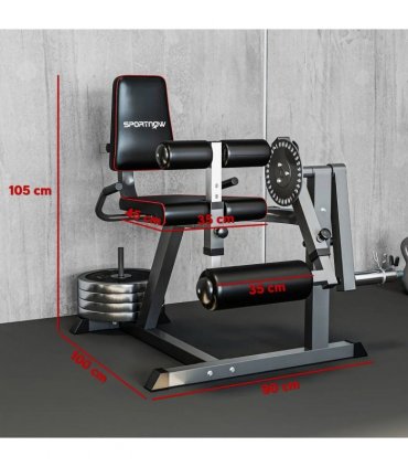 SPORTNOW Seated Leg Extension and Curl Machine, Adjustable Leg Raise Machine and Curl Machine with Plate Loaded for Hip, Thigh, Lower Body Workout