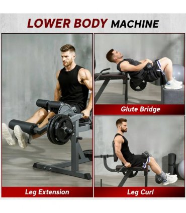 SPORTNOW Seated Leg Extension and Curl Machine, Adjustable Leg Raise Machine and Curl Machine with Plate Loaded for Hip, Thigh, Lower Body Workout