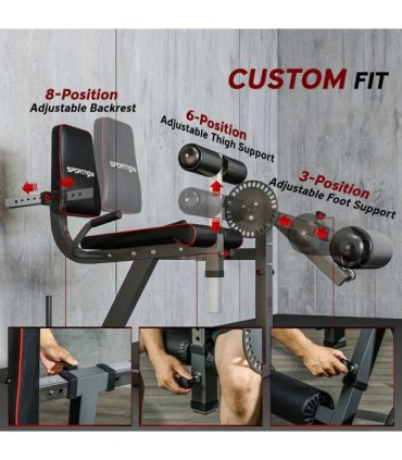 SPORTNOW Seated Leg Extension and Curl Machine, Adjustable Leg Raise Machine and Curl Machine with Plate Loaded for Hip, Thigh, Lower Body Workout