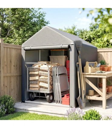 Outsunny 179 x 120cm Temporary Garden Shed, with Accessories - Light Grey
