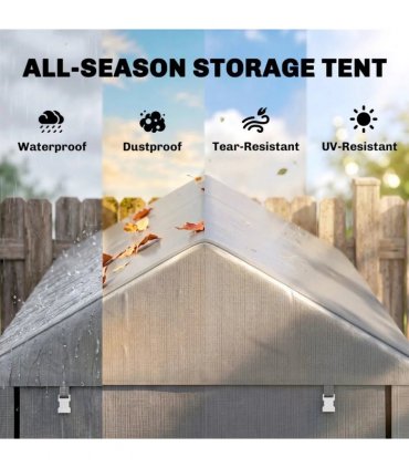 Outsunny 179 x 120cm Temporary Garden Shed, with Accessories - Light Grey