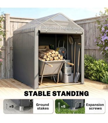 Outsunny 179 x 120cm Temporary Garden Shed, with Accessories - Light Grey
