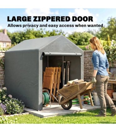 Outsunny 179 x 120cm Temporary Garden Shed, with Accessories - Light Grey