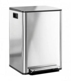 HOMCOM 40L Dual Compartment Stainless Steel Bin, with Deodoriser Holders - Silver Tone