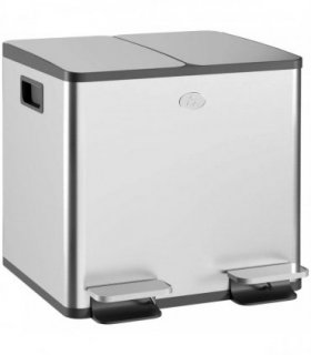 HOMCOM 30L Dual Compartment Stainless Steel Bin, with Deodoriser Holders - Silver Tone