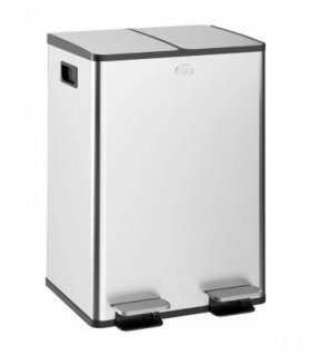 HOMCOM 56L Dual Compartment Stainless Steel Bin, with Deodoriser Holders - Silver Tone