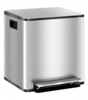 HOMCOM 30L Dual Compartment Stainless Steel Bin, with Deodoriser Holders - Silver Tone