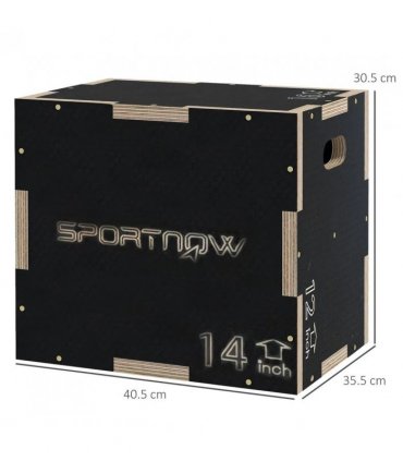 SPORTNOW Multi-Faceted Jump Box, Wooden Step Up Box, for Home, Gym, Exercise, Black