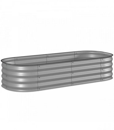 Outsunny Galvanised Raised Garden Bed, Metal Planter Box with Safety Edging, for Flowers, Herbs, Succulents, Silver