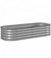 Outsunny Galvanised Raised Garden Bed, Metal Planter Box with Safety Edging, for Flowers, Herbs, Succulents, Silver