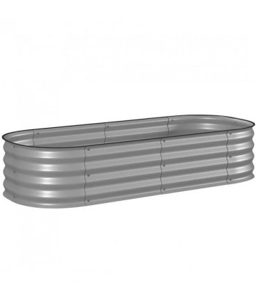 Outsunny Galvanised Raised Garden Bed, Metal Planter Box with Safety Edging, for Flowers, Herbs, Succulents, Silver
