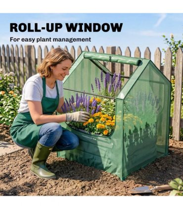 Outsunny 61 x 61cm Garden Planter Bed, with Cover - Green and Silver