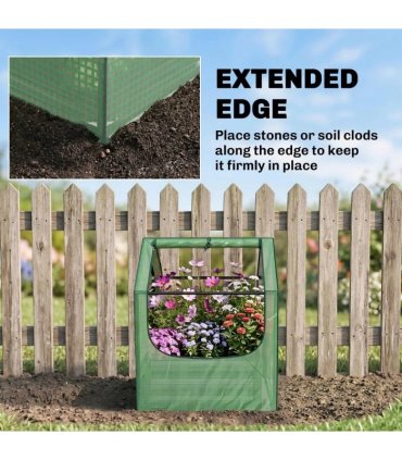 Outsunny 61 x 61cm Garden Planter Bed, with Cover - Green and Silver