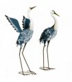 Outsunny Heron Garden Statues, Standing Garden Ornament, Metal Garden Gift with Stakes, Blue & White