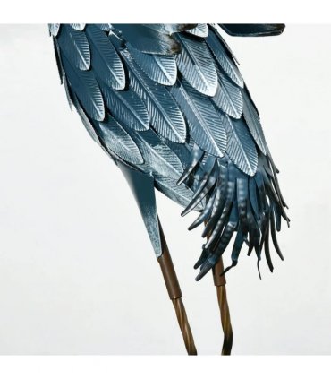 Outsunny Heron Garden Statues, Standing Garden Ornament, Metal Garden Gift with Stakes, Blue & White