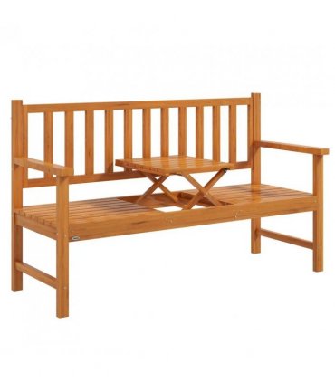 Outsunny Wooden Bench with Liftable Middle Table, Outdoor Bench, Patio Loveseat for Porch, Garden, Seats 2-3 People