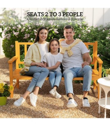 Outsunny Wooden Bench with Liftable Middle Table, Outdoor Bench, Patio Loveseat for Porch, Garden, Seats 2-3 People
