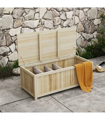 Outsunny 172 Litre Outdoor Storage Box, Wooden terrace Box Garden Storage Container, Natural