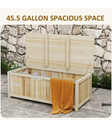 Outsunny 172 Litre Outdoor Storage Box, Wooden terrace Box Garden Storage Container, Natural