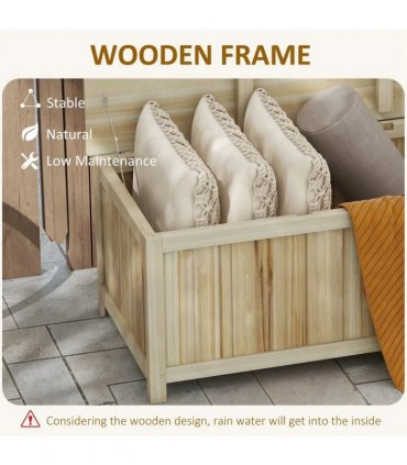 Outsunny 172 Litre Outdoor Storage Box, Wooden terrace Box Garden Storage Container, Natural