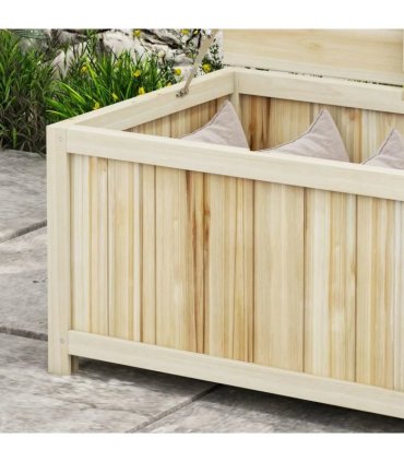 Outsunny 172 Litre Outdoor Storage Box, Wooden terrace Box Garden Storage Container, Natural
