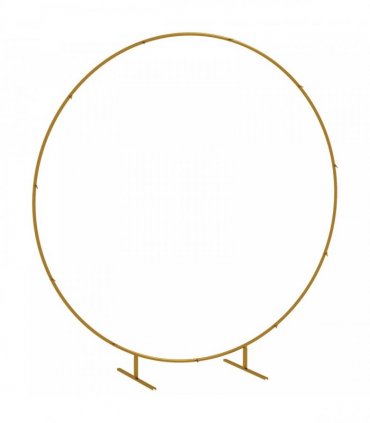 Outsunny 222cm Gold Tone Backdrop Stand, Round Metal Wedding Arch for Birthday Party, Bridal Shower, Graduation, Ceremony