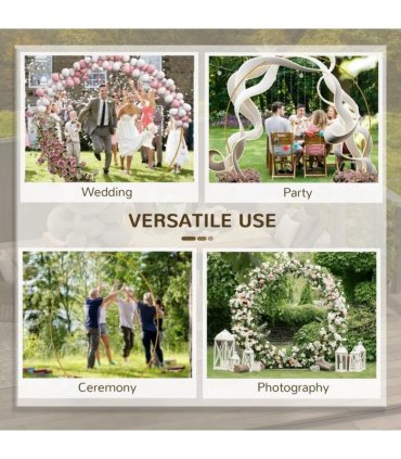 Outsunny 222cm Gold Tone Backdrop Stand, Round Metal Wedding Arch for Birthday Party, Bridal Shower, Graduation, Ceremony