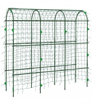 Outsunny 183 cm Tall Metal Garden Trellis, Arch Trellis for Climbing Plants Outdoor with Climbing Net