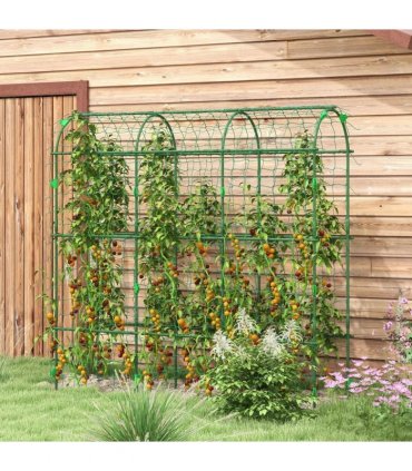 Outsunny 183 cm Tall Metal Garden Trellis, Arch Trellis for Climbing Plants Outdoor with Climbing Net