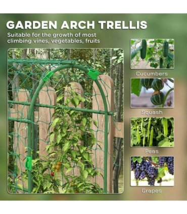 Outsunny 183 cm Tall Metal Garden Trellis, Arch Trellis for Climbing Plants Outdoor with Climbing Net