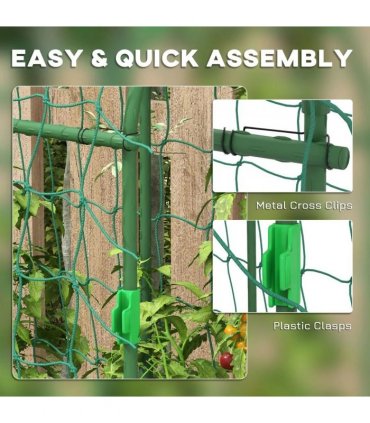 Outsunny 183 cm Tall Metal Garden Trellis, Arch Trellis for Climbing Plants Outdoor with Climbing Net