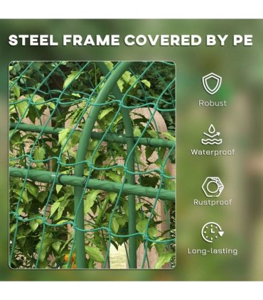 Outsunny 183 cm Tall Metal Garden Trellis, Arch Trellis for Climbing Plants Outdoor with Climbing Net