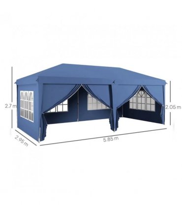 Outsunny 3x6m Pop-Up Gazebo, with Curtain Walls and Windows, Blue