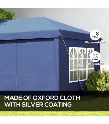 Outsunny 3x6m Pop-Up Gazebo, with Curtain Walls and Windows, Blue