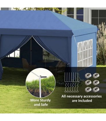 Outsunny 3x6m Pop-Up Gazebo, with Curtain Walls and Windows, Blue