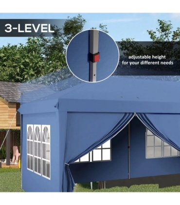 Outsunny 3x6m Pop-Up Gazebo, with Curtain Walls and Windows, Blue