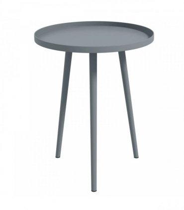 Outsunny Round Garden Coffee Table, Outdoor Side Table with Rounded Steel Edge, Ø40 x 50H cm, Grey